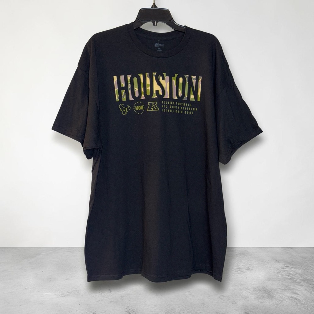 NFL Team Apparel Houston Texans Camo Graphic T-Shirt Black Mens 2XL NWOT